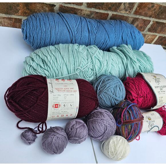 Mixed YARN Lot Crochet Knit GIFT Homemade DIY Homespun Soft CRAFT Bundle - Picture 2 of 6